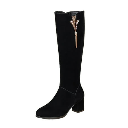 

YUHAOTIN Green High Heels Spicy Girl Fashion Knee High Pu Boot Trim Round Toe Ankle Casual and Ladies Shoes Leisure Most Comfortable High Heels Sandals Women Beachy