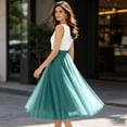 thumbnail image 4 of Pleated Mesh Skirt for Women Flowy Tulle Maxi Skirt Casual Elegant Long Skirt Flowy Party Bottoms, 4 of 8
