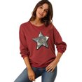 thumbnail image 1 of Unique Bargains Chandail en Molleton à Manches Longues Col Rond Étoile Brillant à Sequins pour Femmes, 1 of 6