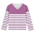 thumbnail image 4 of V Neck Tops for Girls Long Sleeve T Shirts Size 3-14 Teens Casual Color Block Stripe Pullover Comfort Basic Going Out Tunic Top, 4 of 8