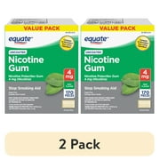 (2 pack) Equate Nicotine Uncoated Gum 4 mg, Stop Smoking Aid, Mint Flavor, 170 Count, Compare to Nicorette® Gum Active Ingredient