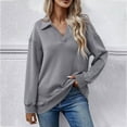 thumbnail image 3 of Sweat à Manches Longues Thermique pour Femmes avec Col en V Couleurs Unies, 3 of 4