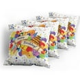 thumbnail image 5 of Ambesonne Colorful Throw Pillow Cover 4 Pack, Drinks Cake Balloons, 20", Multicolor, 5 of 7