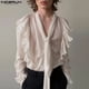 thumbnail image 5 of INCERUN Tops 2024 estilo americano moda sexy para hombres diseño de corbata suelta con volantes camisa casual ropa de club blusa de manga larga sólida S-5XL, 5 of 5