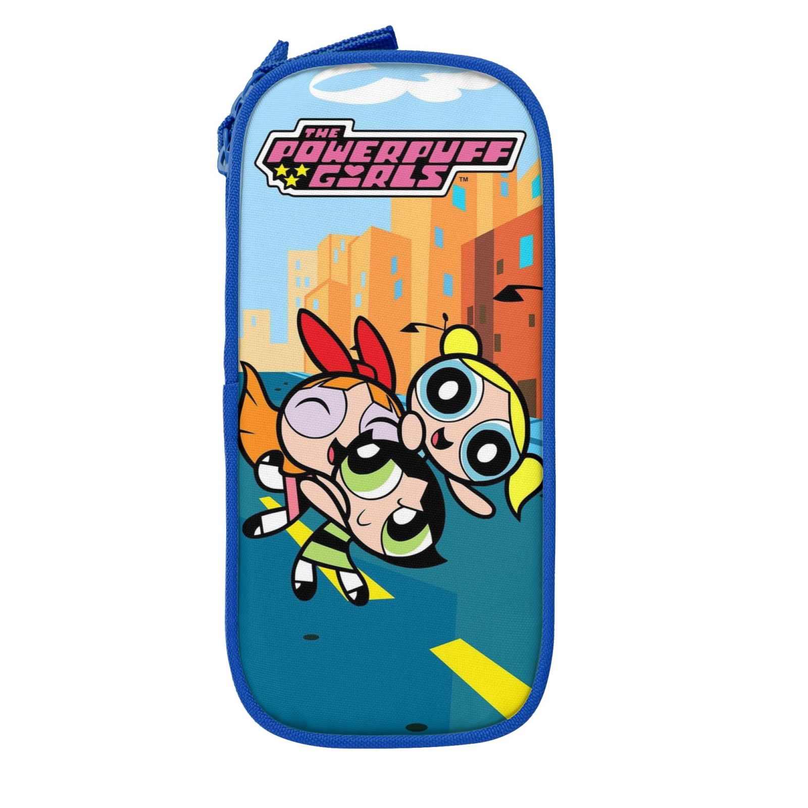The Powerpuff Gi-rls Pencil Case Large Capacity Pencil Pouch Penbag Office Stationery Organizer Travel Makeup Bag Blue