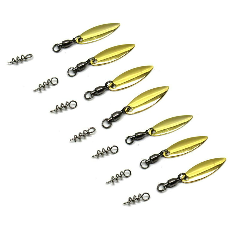 Harmony Fishing Company - [7 Pack Tail Spinners Hitchhikers for Soft Plastic /senko Fishing Lures, Willow or Colorado Blade Willow Blade 7 Pack, Gold 