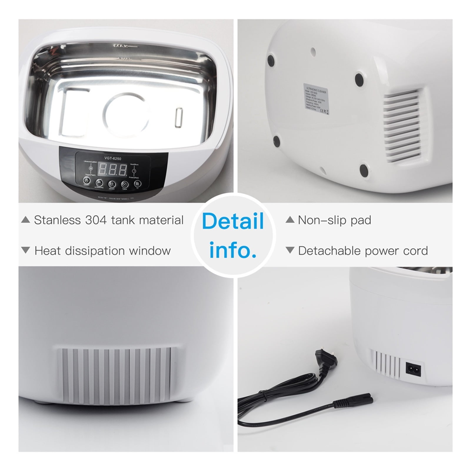 Digital Ultrasonic Cleaner 2500ML For Fruits Vegetables Home Kitchen Ultrasonic Baths ,Strong Cleaning