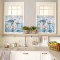 thumbnail image 4 of 3PCS Kitchen Curtains Valance and Tiers Set Semi Sheer Kitchen Curtain Valance Window Retro Summer Ocean Turtle Coral Jellyfish Blue Tier & Valance Set Rod Pocket Valance Curtains, 54"x18"/27.5"x36"x2, 4 of 6