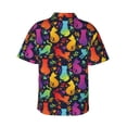 thumbnail image 3 of Balery Colorful Cats Print Men's Hawaiian Shirts Short Sleeve Beach Shirt Relaxed Fit Vacation Button Down Shirts-Medium, 3 of 9