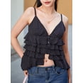 thumbnail image 2 of Biezeib Women V-Neck Camisoles Dot Print Multi-Layered Ruffle Spaghetti Strap Sleeveless Tank Tops Summer Vests, 2 of 6