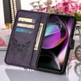 thumbnail image 5 of SaniMore Case for Motorola Moto G 5G (6.5" 2023), PU Leather Skin with Luxury Embossed Butterfly [Wrist Strap & Card Slots & Flip Kickstand] Full-body Shockproof Business Wallet Cover, Purple, 5 of 7