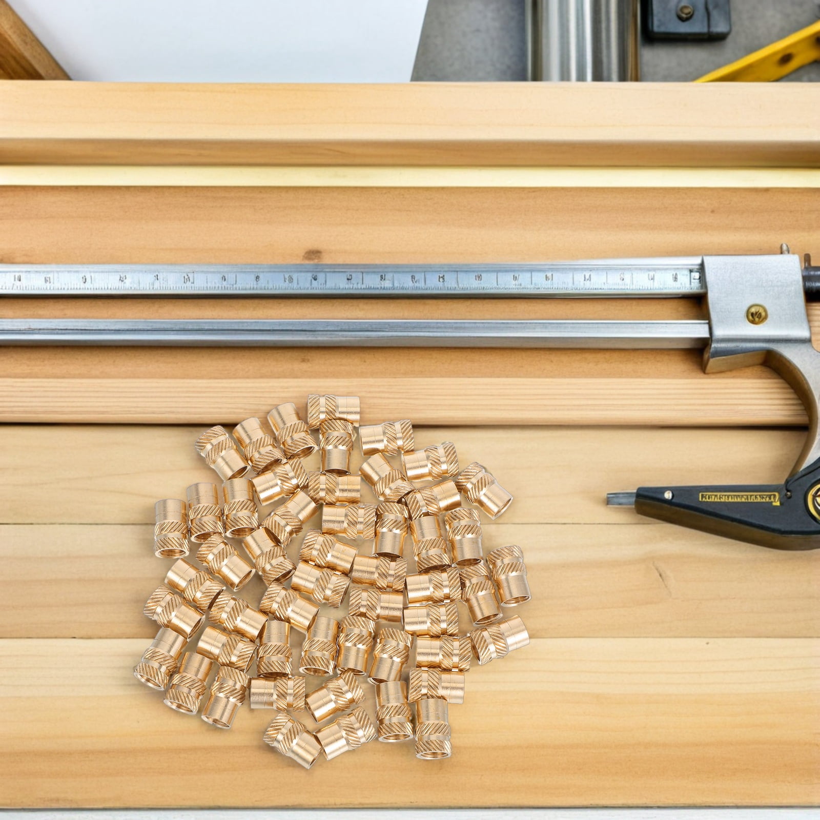 DEEPCRAFF Brass Knurled Threaded Inserts, Golden Nuts for Home and Projects, Secure and Fastening