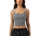 thumbnail image 2 of Warop Womens Square Neck Sports Tank Top, Sleeveless with Dual Thin Straps, Cropped Contrast Color Design, Support Activewear for Athletic Activities and Casual Wear, 2 of 7