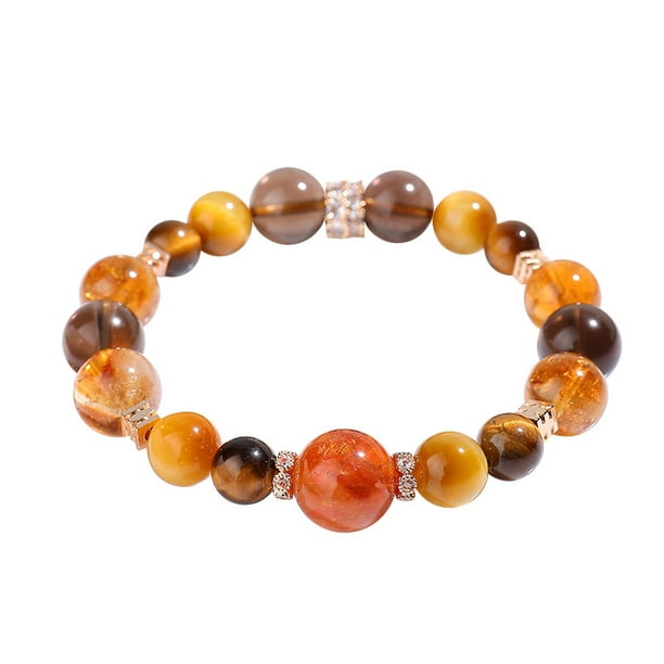 Pulsera de cristal natural para mujer de 10 a 12 mm con diamantes de imitación
