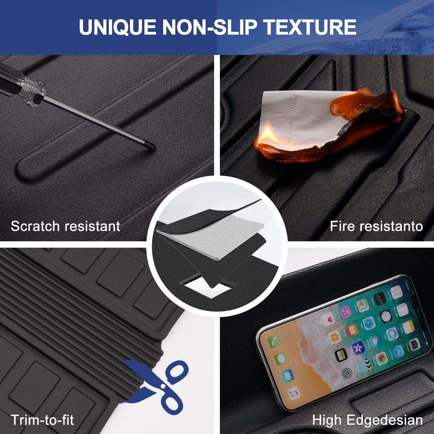 Canvcle Custom Fit for Floor Mats Toyota Camry 2015 2016 2017 Accessories All Weather Floor Liners Front & 2nd Row TPE Waterproof Fit for Hybrid and Non-Hybrid Models