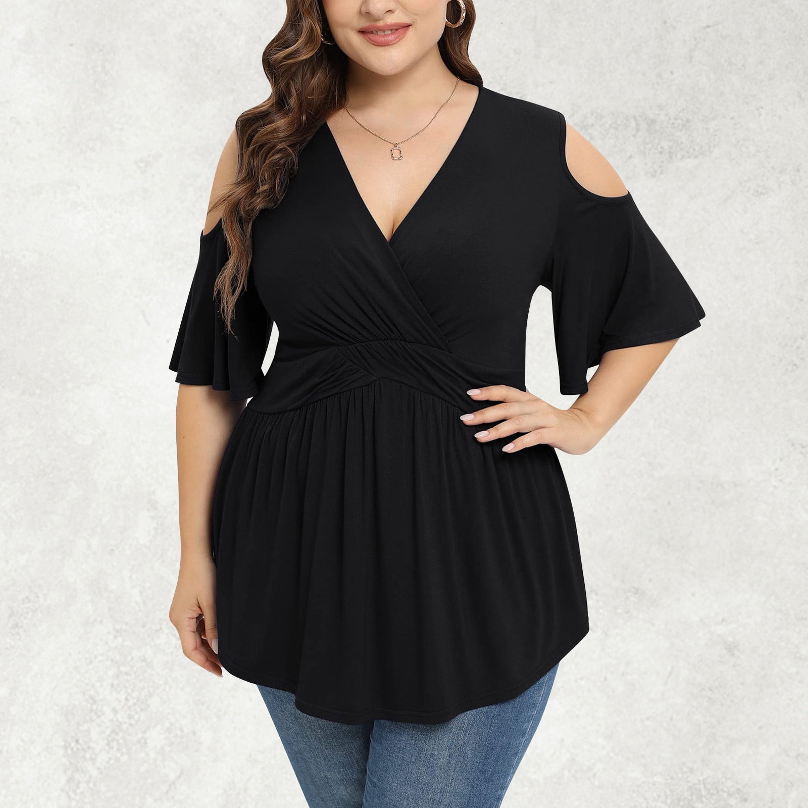ruffle hem wrap blouse