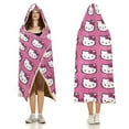 thumbnail image 3 of Hello Kitty Blanket Hoodie, Wearable Blanket, Cloak Hooded Throw Blanket, Soft Warm Fluffy Blankets for Bed Couch Sofa, 3 of 8