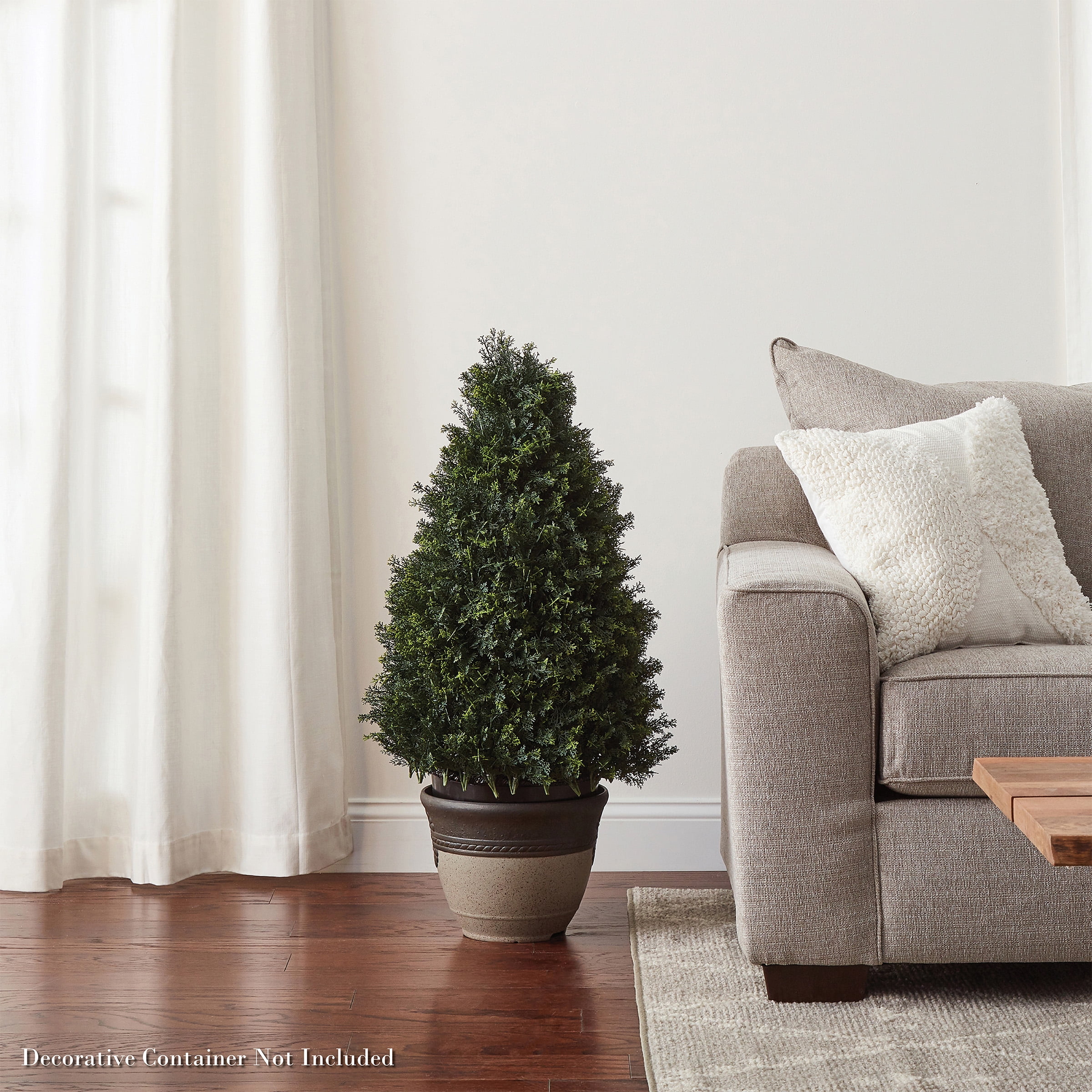 Pure Garden Artificial Cypress Topiary- Tower Style Faux Plant in Sturdy Pot - Potted Shrub 37”