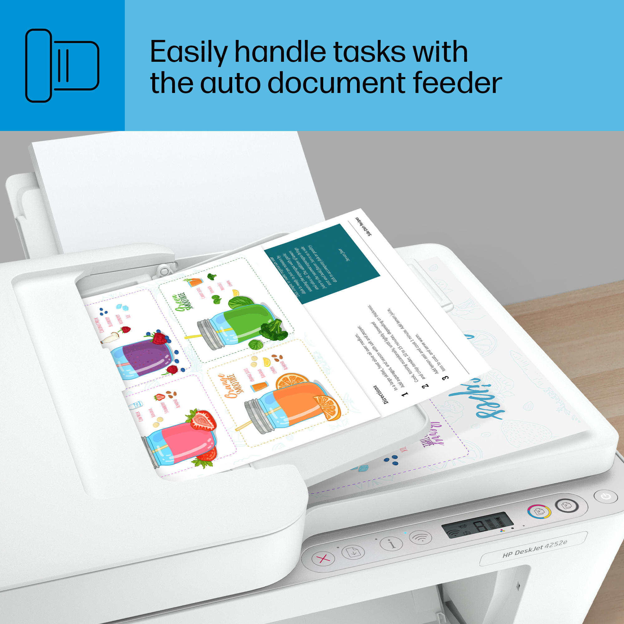 HP DeskJet 4252e Wireless All-in-One Color Inkjet Printer (White), Scanner, Copier, 3 months Free Instant Ink