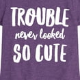 thumbnail image 3 of Instant Message - Trouble Never Looked So Cute - Toddler & Youth Girls Short Sleeve Graphic T-Shirt, 3 of 6