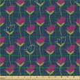 thumbnail image 2 of Spring Upholstery Fabric by the Yard, Tulip Bouquets Flourish Meadow Flora Blossom Beauty Spring Rural, Decorative Fabric for DIY and Home Accents, Magenta Night Blue and Green by Ambesonne, 2 of 5
