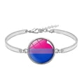 thumbnail image 5 of 2Pcs Rainbow Gay Lesbian Bracelet Glass Gem Jewelry Hand Strap Silver, 5 of 5