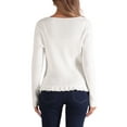 thumbnail image 3 of Suéter cárdigan de manga larga INSPIRE CHIC para mujer con botones, volantes y escote en V XL blanco, 3 of 6