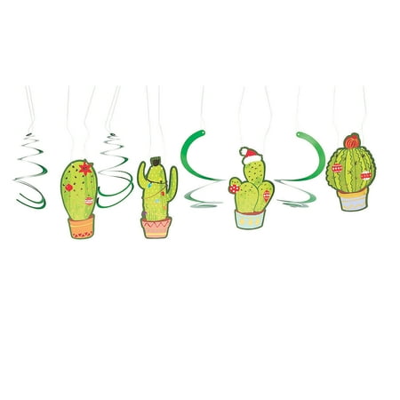 Cactus Christmas Hanging Swirls - Party Decor - 12 Pieces