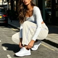 thumbnail image 2 of Naotn Women's Lace Side Stripe Sweatpants Wide Leg High Waist Drawstring Pants Casual Outdoor Workout Sweat Pants with Pockets Khaki XL, 2 of 8