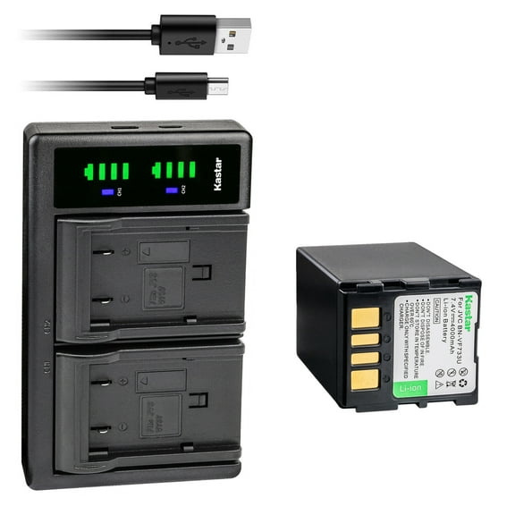 Kastar 1-Pack Battery + LTD2 Dual USB Charger Compatible with JVC GR-D290AA GR-D290AC GR-D290AG GR-D290AH GR-D290AS GR-D290E GR-D290EG GR-D290EK GR-D290EX GR-D290EY GR-D290EZ GR-D290KR GR-D290U
