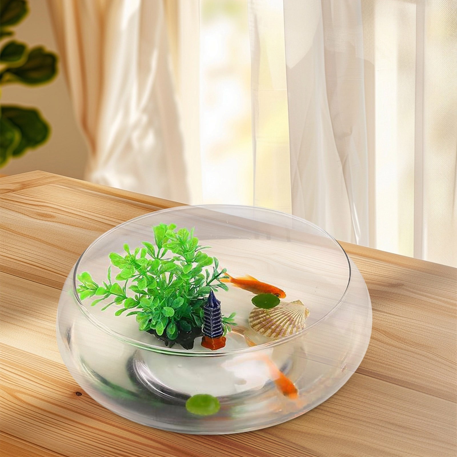 Hydroponic Glass Fish Tank, Large Turtle Bowl Vase, Transparent Water Vessel for Aquatic Plants, Copper Coin Grass Pot, Narcissus Planter