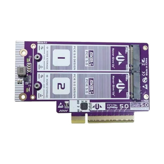 PCIe 5.0 to M.2 NVMe Adapter Card Fast Speed Supported X8 X16 Slot Support for 2230 2242 2260 2280 Splitter Adapter