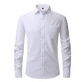 thumbnail image 1 of PEASKJP Chemise Habillée pour Hommes Coupe Ajustée Col Flexible Extensible Uni (Blanc, m), 1 of 8