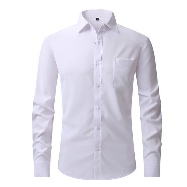 PEASKJP Chemise Habillée pour Hommes Coupe Ajustée Col Flexible Extensible Uni (Blanc, m)