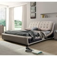 thumbnail image 2 of Olivia Contemporary Button Tufted Faux Leather Platform Bed, Beige/Brown, California King, 2 of 2
