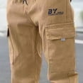 thumbnail image 6 of JUMEYU School Uniform Pants for Boys Cargo Pants for Kid Boys Elastic Waist Wide Leg Side Pockets School Wear Pants for Kids 5T 6T (Beige,5-6 Years), 6 of 6