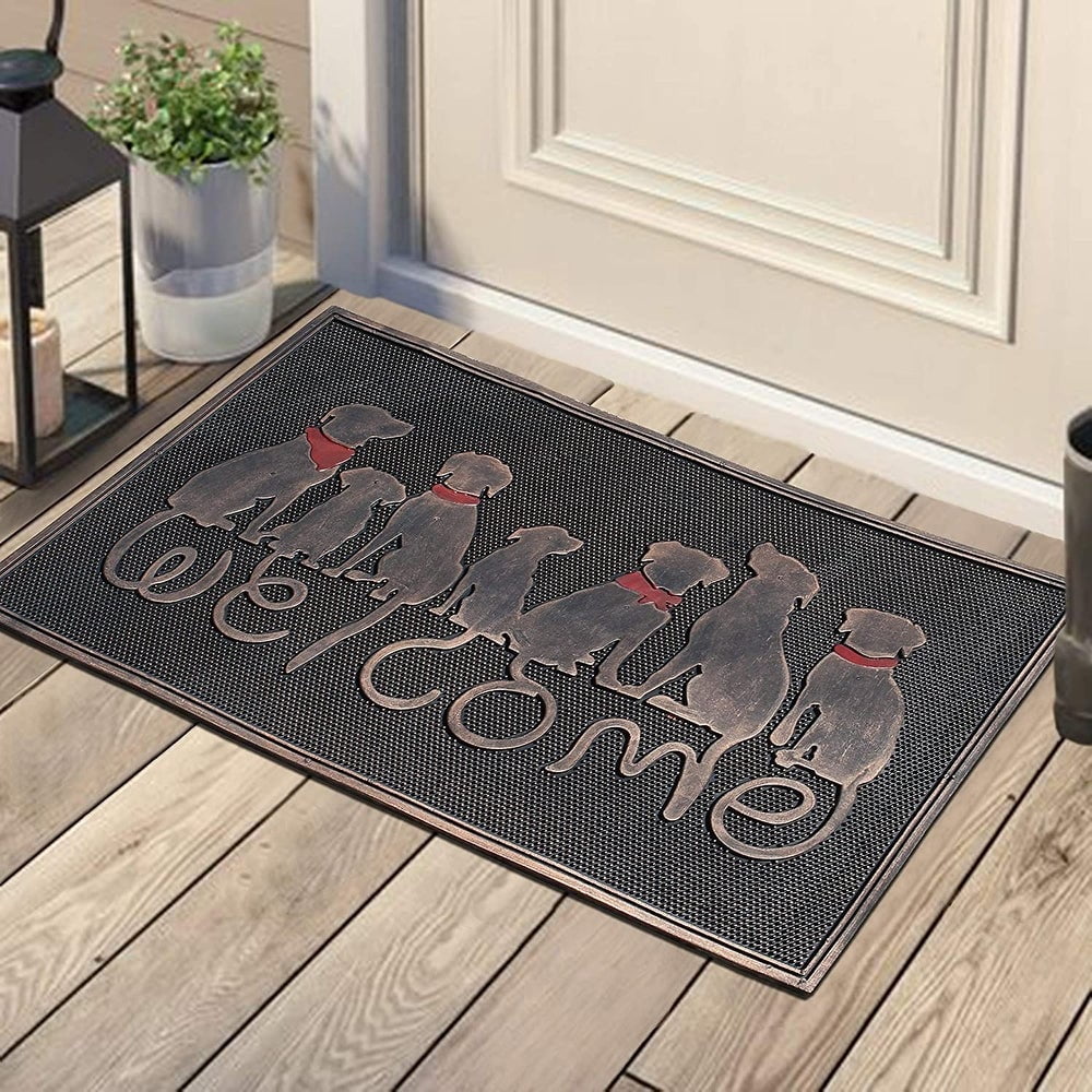 A1HC Dog Tail Welcome Rubber Pin Welcome Door Mats for Outdoor Entrance,Fun Designed Floor Mat, Welcome Mats for Front Door Indoor Non-Slip Backing Rubber Mat for Outside 18" X 30"