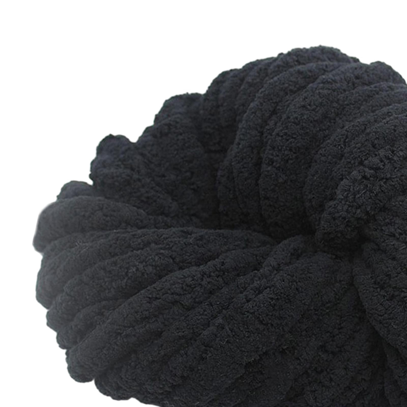 Tachiuwa Chunky Chenille Yarn for Crocheting, Bulky Thick Yarn for Knitting,Super Bulky Chunky Yarn for Hand Knitting Blanket Black