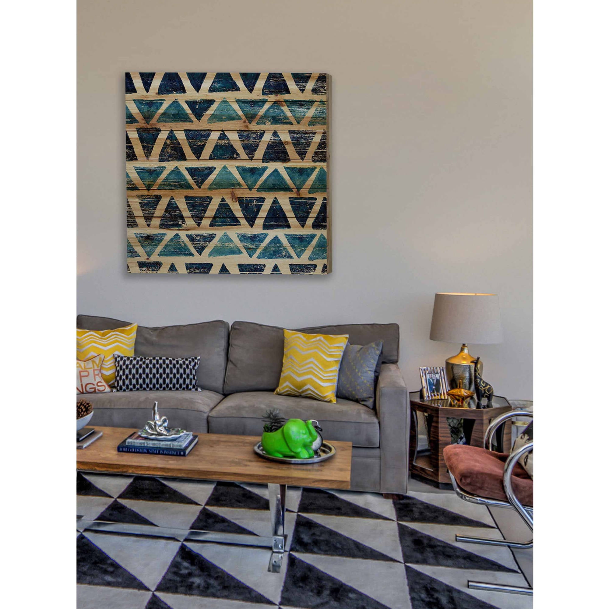 Marmont Hill - "Blue Rows" Painting Print on Natural Pine Wood