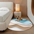 thumbnail image 2 of Round Rugs 6Ft, Aqua Brown Ombre Round Area Rug Washable Indoor Throw Carpet, Geometric Abstract Moire Modern Soft Non Slip Circle Rug for Office Cabinet Home Decor Aesthetic, 2 of 8