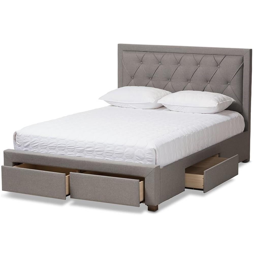 Baxton Studio Aurelie Modern and Contemporary Fabric Upholstered Storage Bed, Multiple Colors, Multiple Sizes