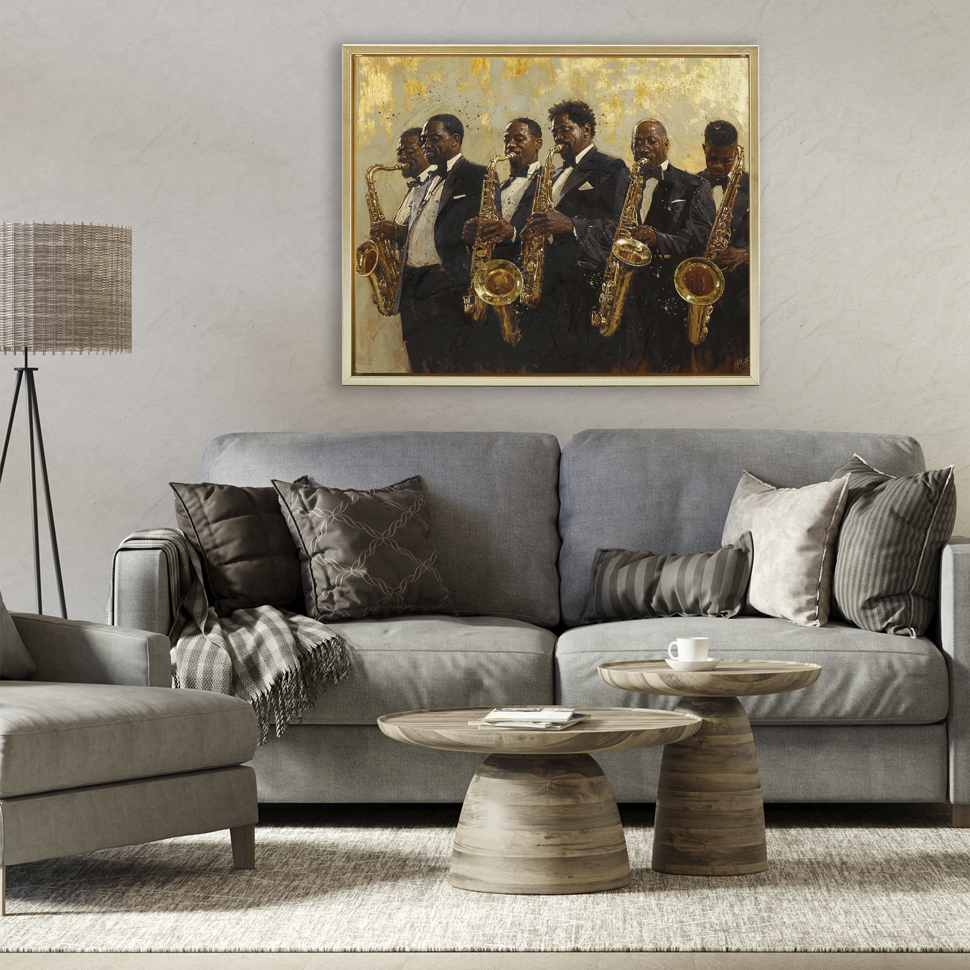 Golden Era Ensemble Gold Framed Floater Canvas Wall Art, design by Marta Wiley