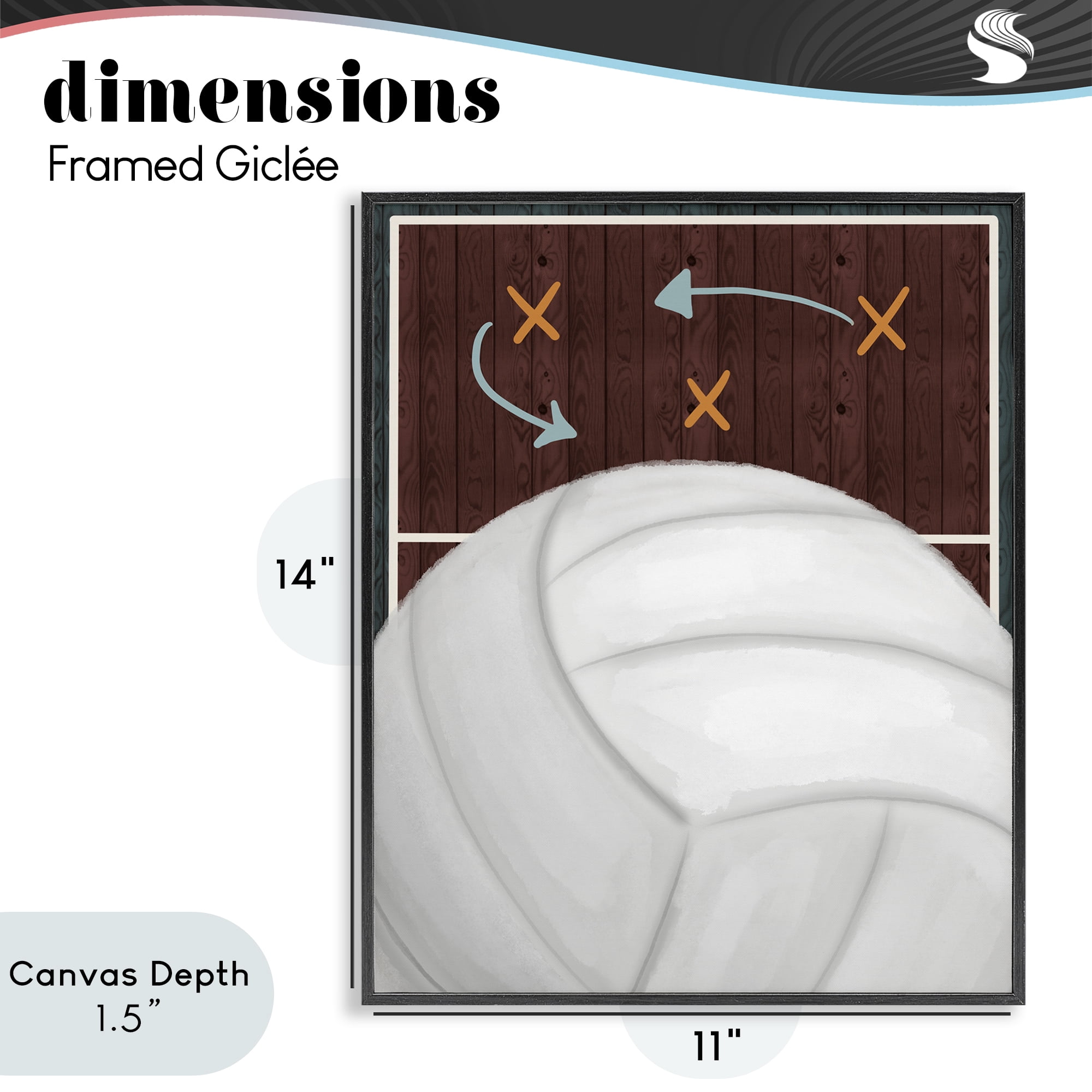 Stupell Industries Volleyball Court Tactics Black Framed Giclee Art, design by Jennifer Stith
