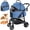Blue, variant on TLGREEN 4-Wheel Stable Pet Stroller for Medium Dogs/ Cats - 3-in-1 Convertible Design with Removable Carrier & One-Click Folding Mechanism (Black)