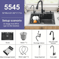 thumbnail image 3 of 21.7 in Black Kitchen Sink Stainless Steel Single Bowl Sink with Pulldown Faucet Kitchen faucet, 3 of 12