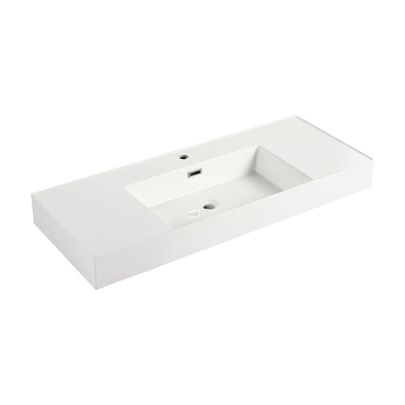 48 Inch White Resin Gel - Coated Vanity Top for Bathroom Unique Shape Corrosion Resistant