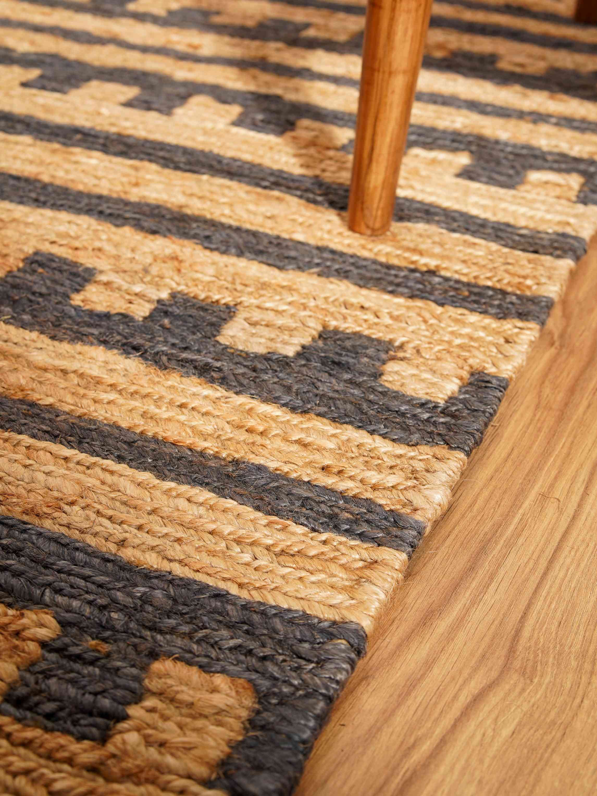 HAND KNOTTED SUMAK JUTE ECO-FRIENDLY AREA RUGS - 6'x9', Rectangle Shape, Beige Brown Color, Contemporary Pattern, High Pile, Natural Fiber, Outdoor Indoor Handmade Area Rugs for Living Room (J00075)