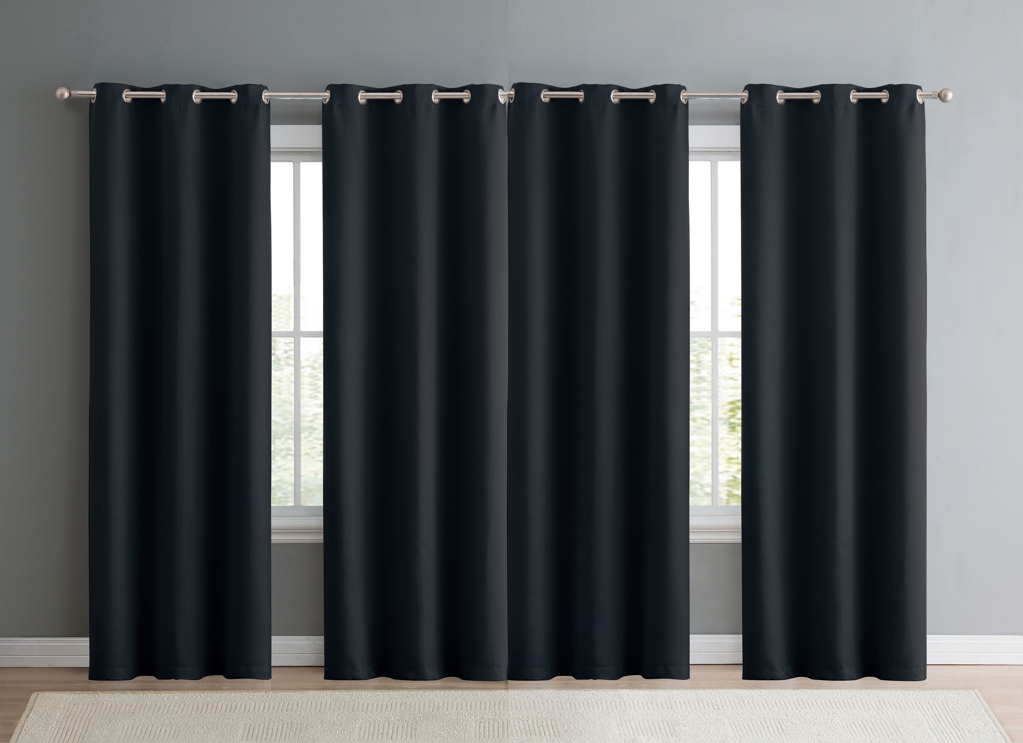 VCNY Home Jordan Triple Weave Blackout Grommet Curtain Panel Set, 4