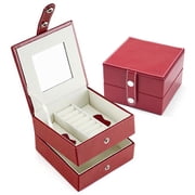 Personalized Genuine Leather Jewelry Box, Red