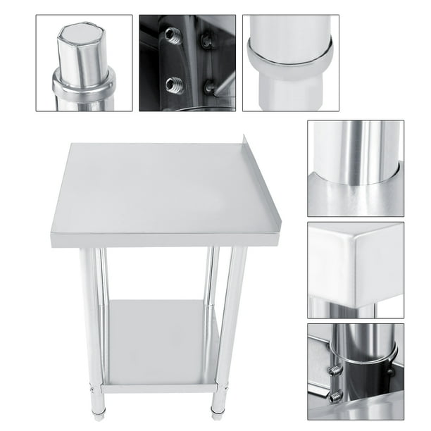Mesa de trabajo de acero inoxidable de doble capa Mesa de cocina Mesa de operaciones Mesa de trabajo Escritorio de cocina Mesa de preparación de cocina comercial de 06 mm ANGGREK Otros